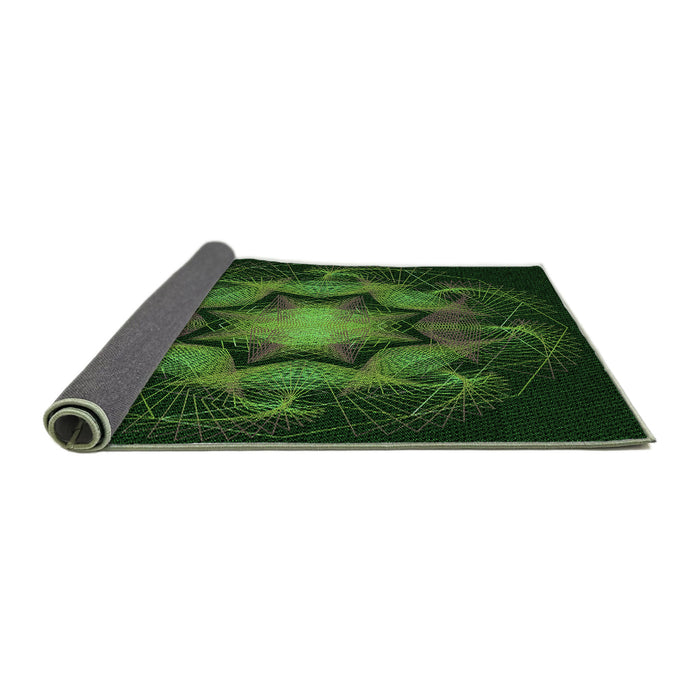 Thickness of Patterned Dark Lime Green Rug, pat2255grn