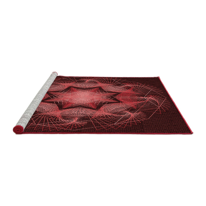 Sideview of Machine Washable Transitional Fire Brick Red Rug, wshpat2255rd