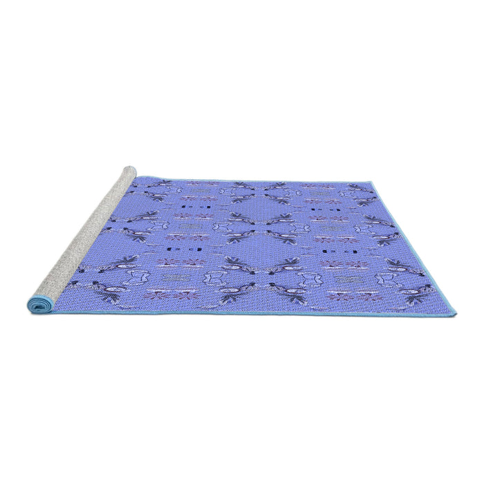 Sideview of Machine Washable Transitional Sky Blue Rug, wshpat2256blu