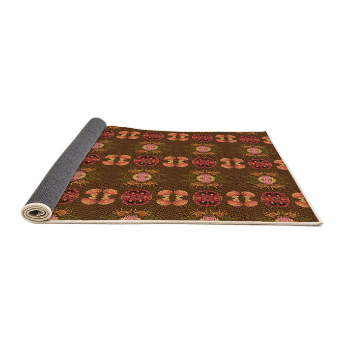 Thickness of Patterned Saffron Red Rug, pat2257org