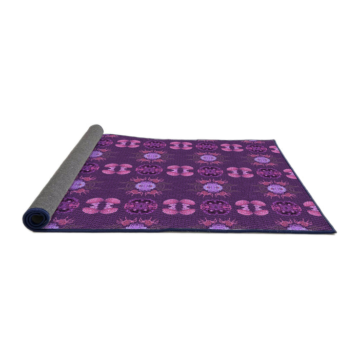 Thickness of Patterned Dark Orchid Purple Rug, pat2257pur