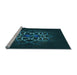 Sideview of Machine Washable Transitional Dark Cyan Green Rug, wshpat2258lblu