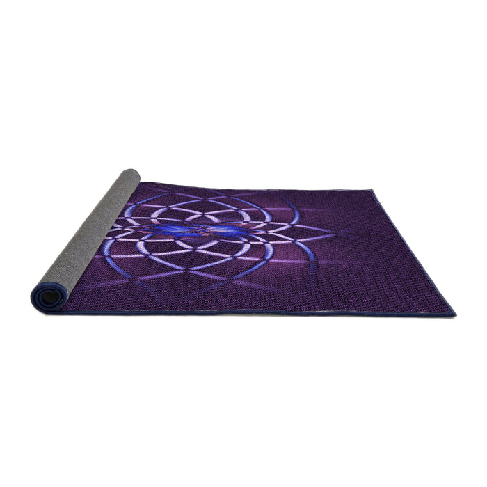 Thickness of Patterned Deep Purple Rug, pat2258pur