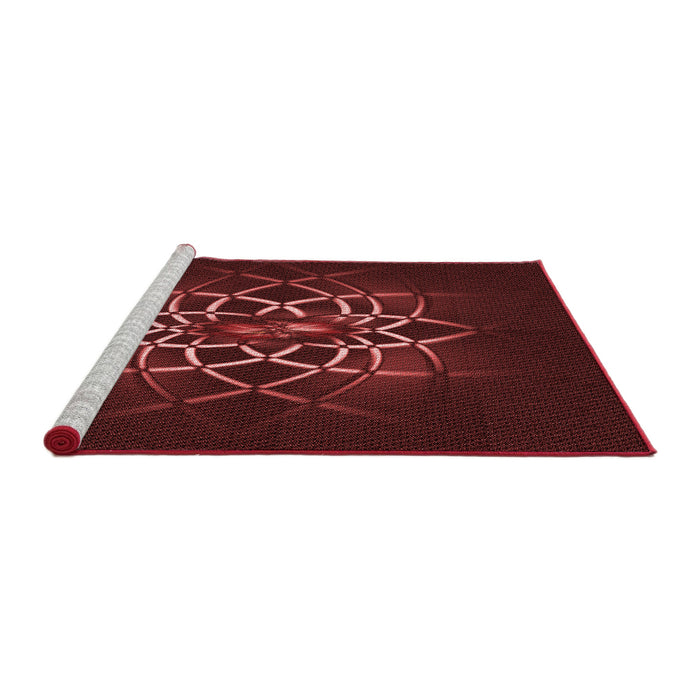 Sideview of Machine Washable Transitional Fire Brick Red Rug, wshpat2258rd