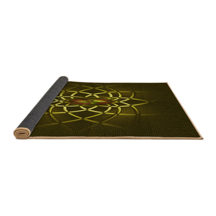 Thickness of Patterned Dark Bronze Brown Rug, pat2258yw
