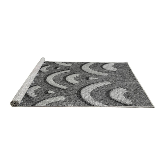 Sideview of Machine Washable Transitional Black Rug, wshpat2259gry
