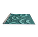 Sideview of Machine Washable Transitional Dark Turquoise Green Rug, wshpat2259lblu