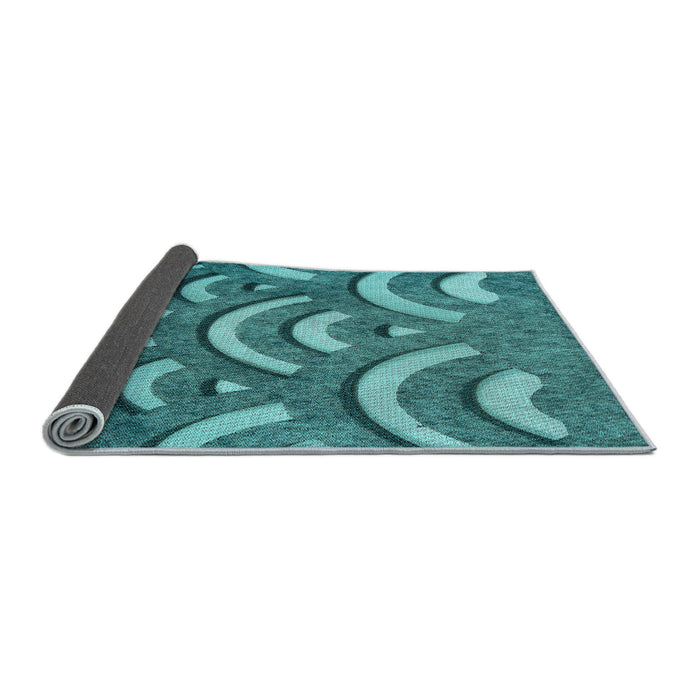 Thickness of Patterned Dark Turquoise Green Rug, pat2259lblu