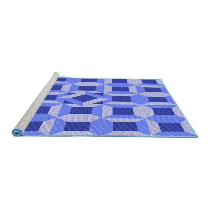 Sideview of Machine Washable Transitional Denim Blue Rug, wshpat226blu