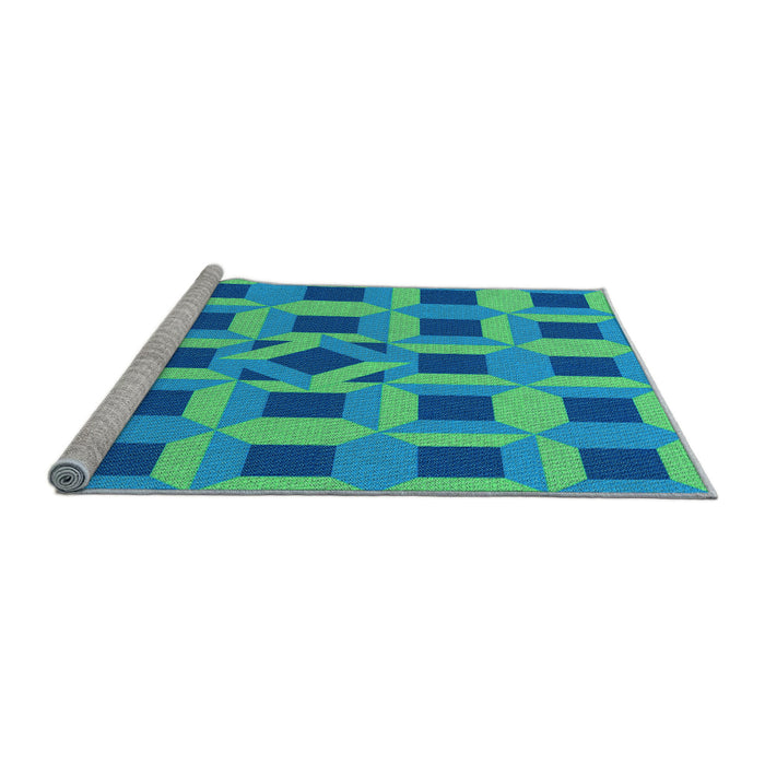 Sideview of Machine Washable Transitional Neon Blue Rug, wshpat226lblu