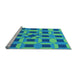 Sideview of Machine Washable Transitional Neon Blue Rug, wshpat226lblu