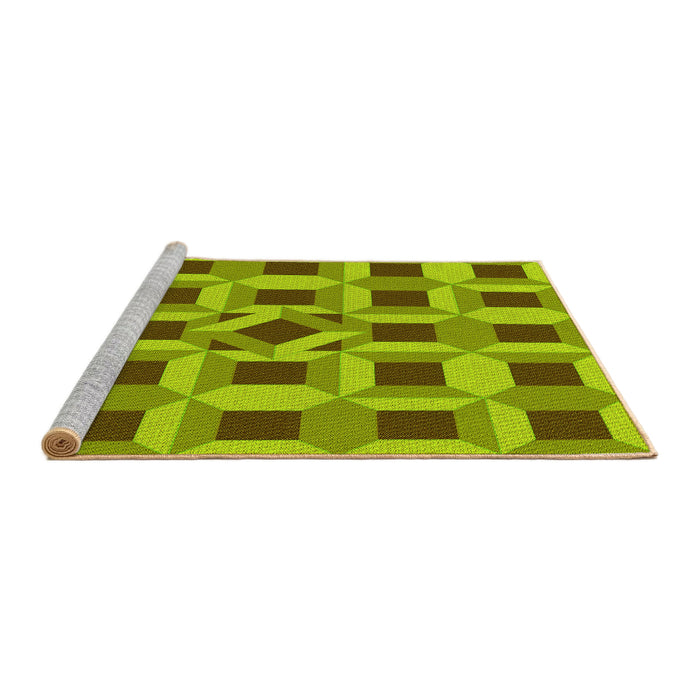 Sideview of Machine Washable Transitional Olive Green Rug, wshpat226yw