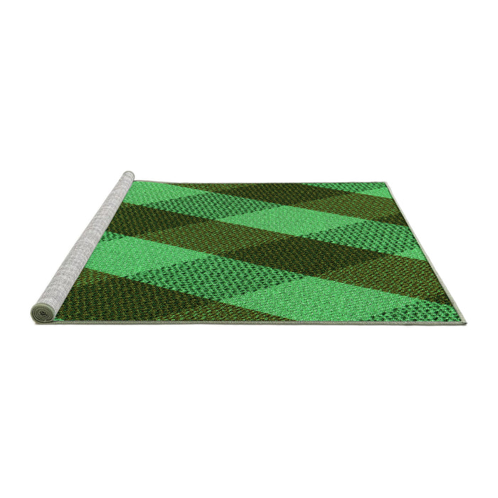Sideview of Machine Washable Transitional Dark Forest Green Rug, wshpat2260grn
