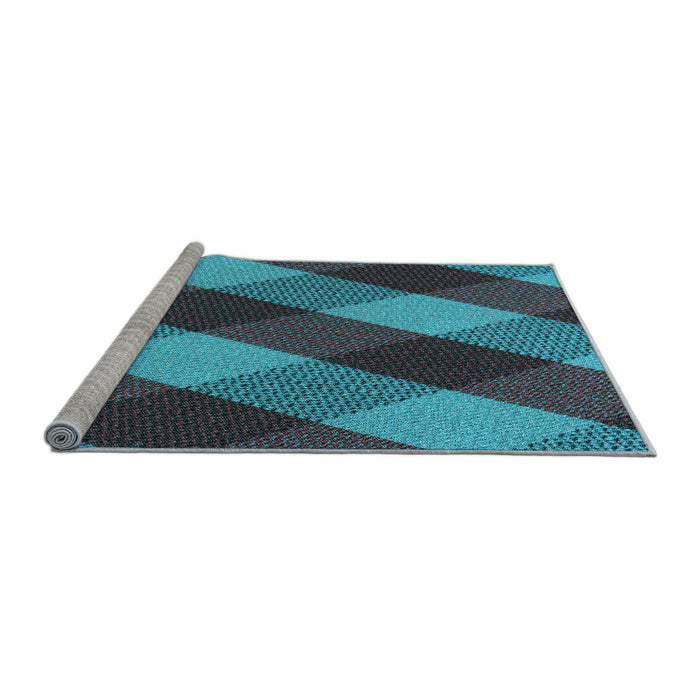 Sideview of Machine Washable Transitional Bright Turquoise Blue Rug, wshpat2260lblu
