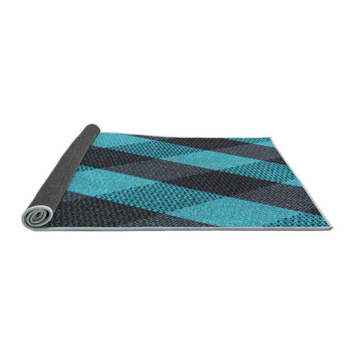 Thickness of Patterned Bright Turquoise Blue Rug, pat2260lblu