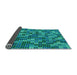 Thickness of Patterned Spring Green Rug, pat2261lblu