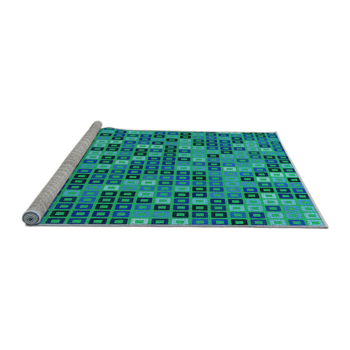 Sideview of Machine Washable Transitional Spring Green Rug, wshpat2261lblu