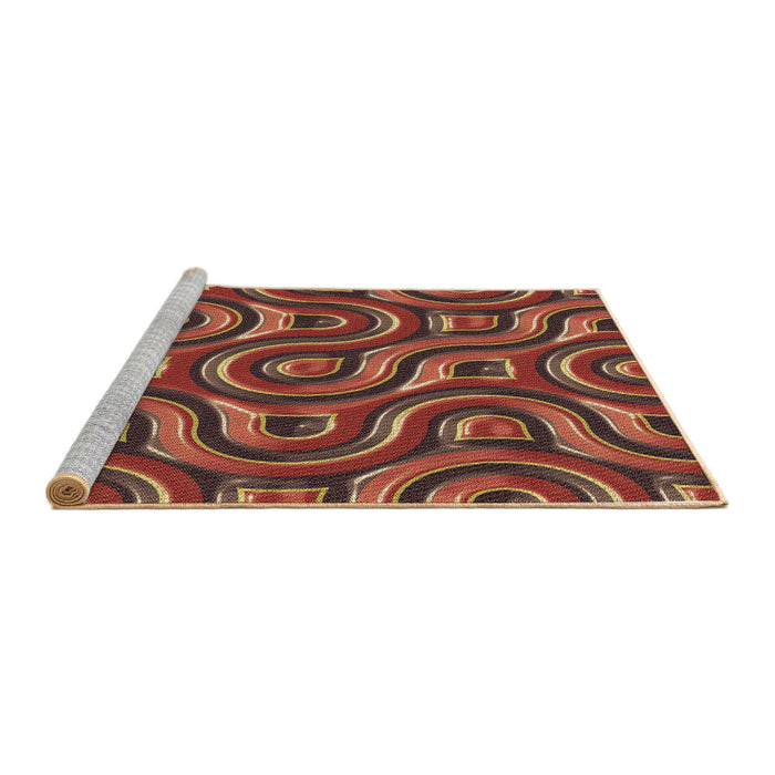 Sideview of Machine Washable Transitional Tomato Red Rug, wshpat2264brn