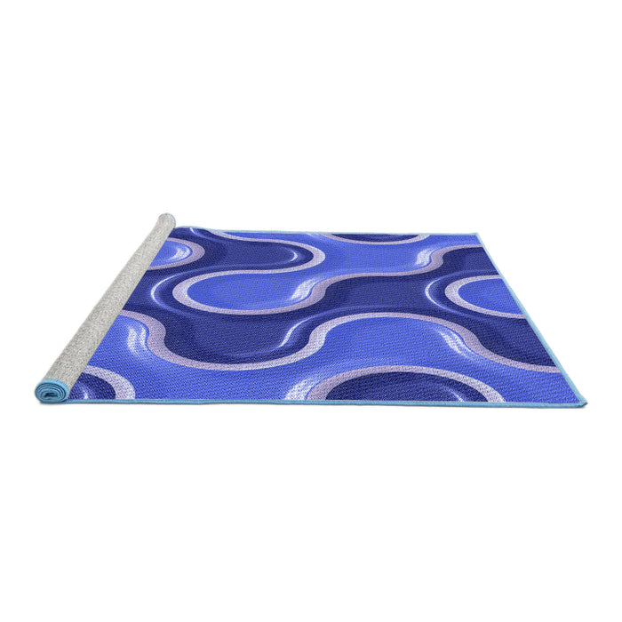 Sideview of Machine Washable Transitional Sky Blue Rug, wshpat2265blu
