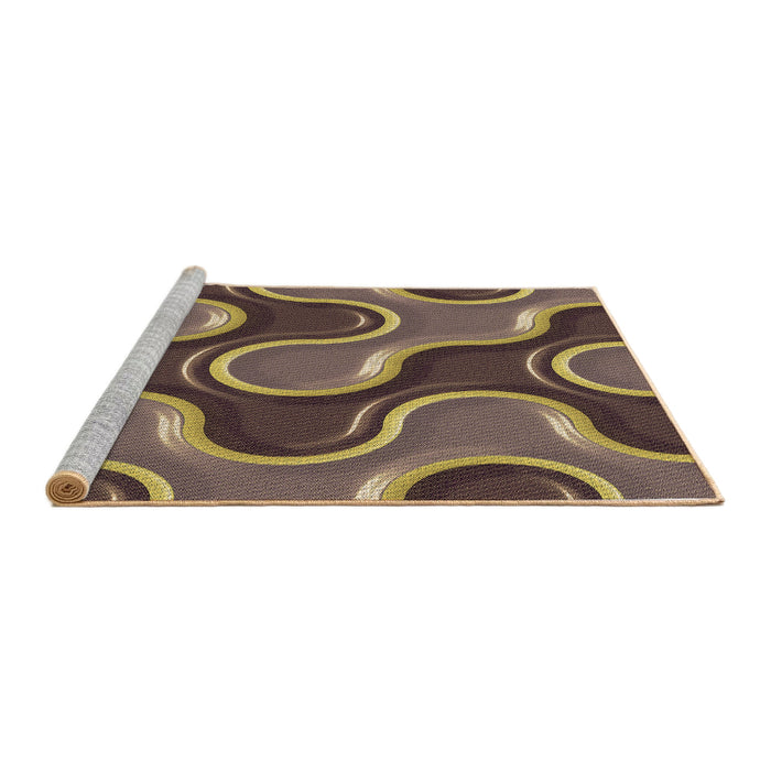 Sideview of Machine Washable Transitional Dark Brown Rug, wshpat2265brn