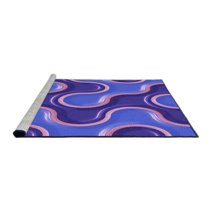 Sideview of Machine Washable Transitional Medium Slate Blue Rug, wshpat2265pur