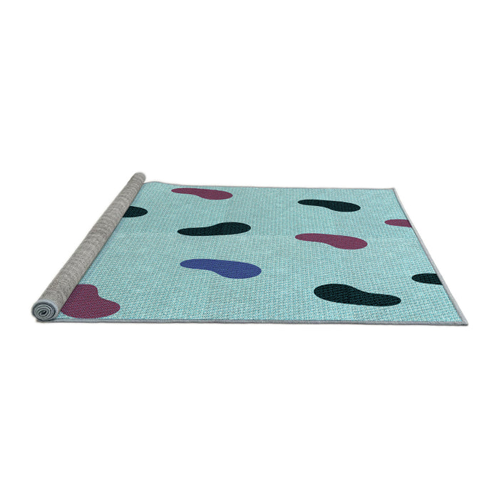 Sideview of Machine Washable Transitional Koi Blue Rug, wshpat2266lblu