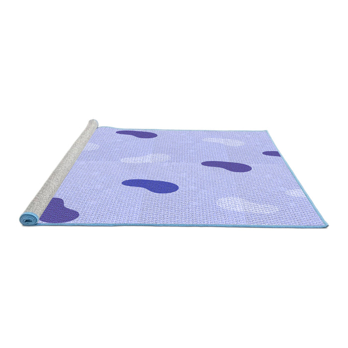 Sideview of Machine Washable Transitional Blue Rug, wshpat2267blu