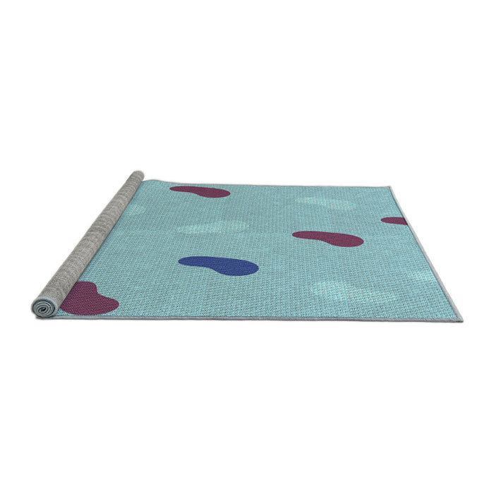 Sideview of Machine Washable Transitional Iceberg Blue Rug, wshpat2267lblu