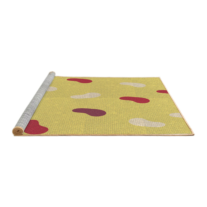 Sideview of Machine Washable Transitional Yellow Rug, wshpat2268brn