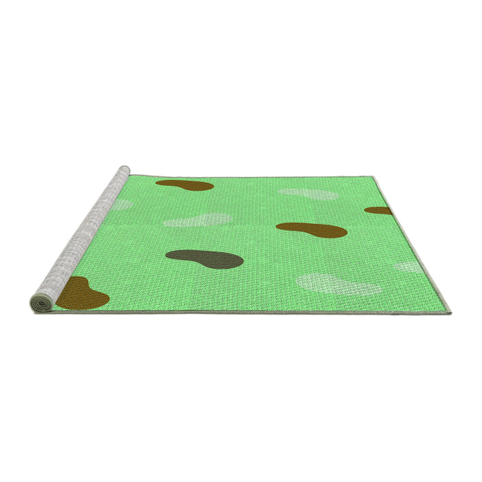Sideview of Machine Washable Transitional Green Rug, wshpat2268grn