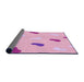 Thickness of Patterned Pastel Purple Pink Rug, pat2268pur