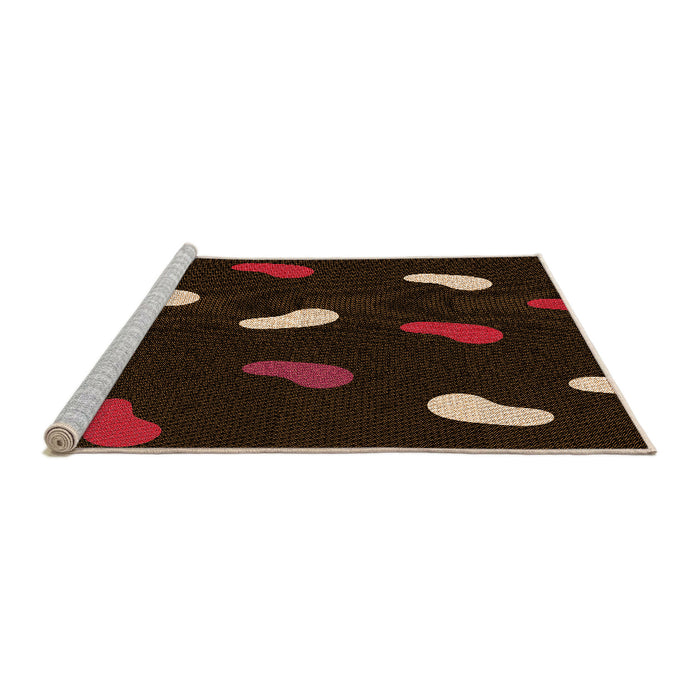 Sideview of Machine Washable Transitional Black Brown Rug, wshpat2269org