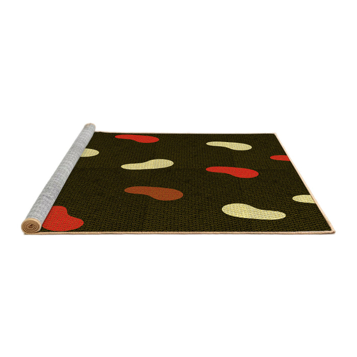 Sideview of Machine Washable Transitional Black Brown Rug, wshpat2269yw