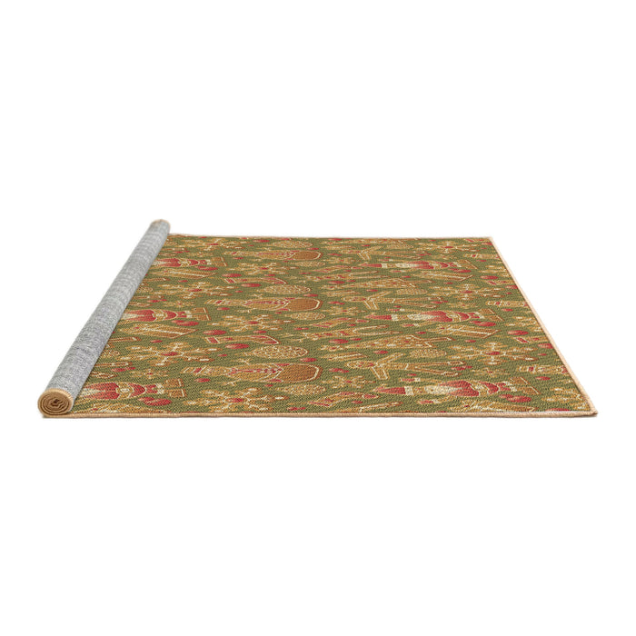 Sideview of Machine Washable Transitional Dark Bisque Brown Rug, wshpat2270brn