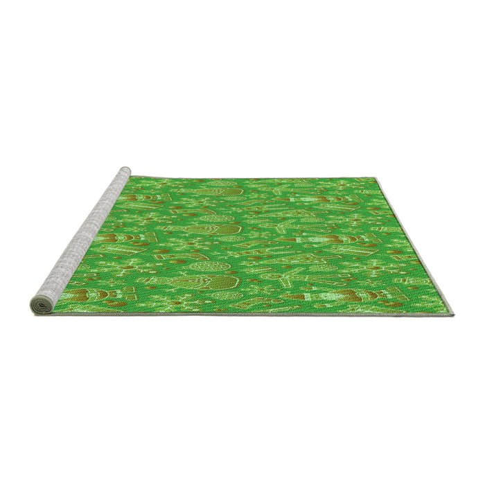 Sideview of Machine Washable Transitional Dark Lime Green Rug, wshpat2270grn