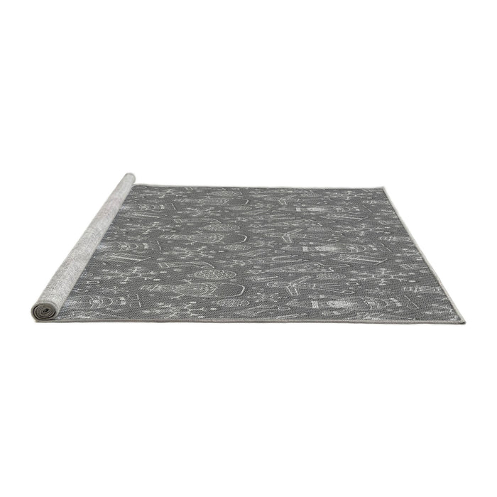 Sideview of Machine Washable Transitional Gray Rug, wshpat2270gry