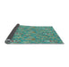 Thickness of Patterned Turquoise Green Rug, pat2270lblu