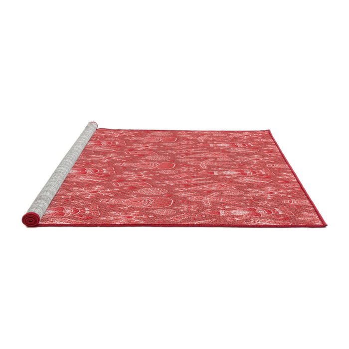 Sideview of Machine Washable Transitional Red Rug, wshpat2270rd