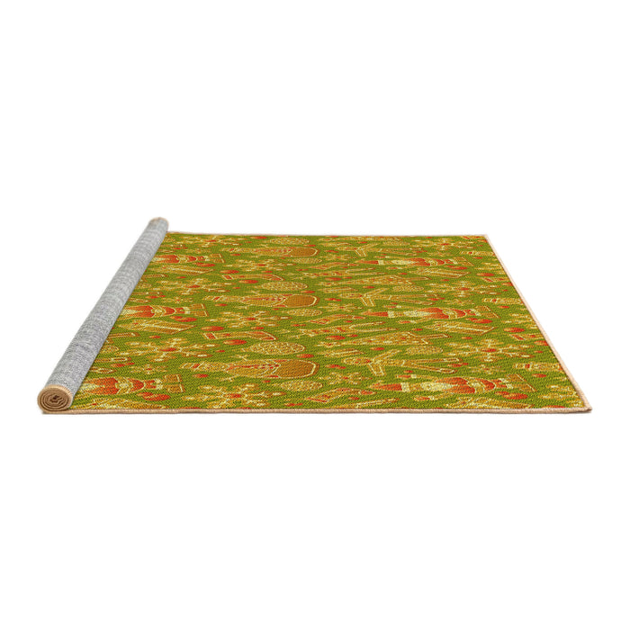 Sideview of Machine Washable Transitional Golden Brown Yellow Rug, wshpat2270yw