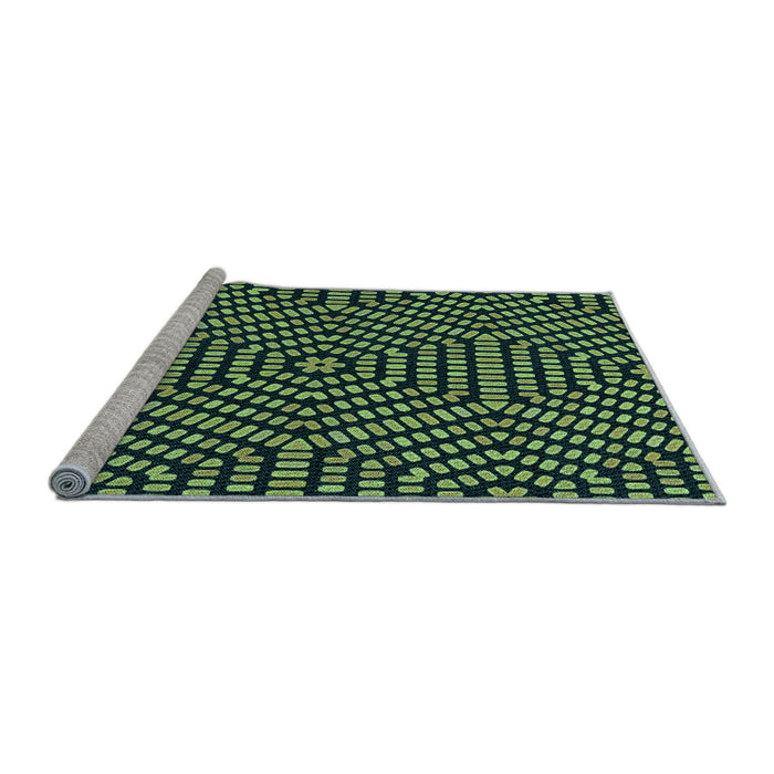 Sideview of Machine Washable Transitional Green Rug, wshpat2271lblu
