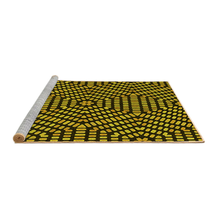 Sideview of Machine Washable Transitional Yellow Rug, wshpat2271yw