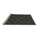 Sideview of Machine Washable Transitional Midnight Gray Rug, wshpat2272lblu