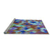 Sideview of Machine Washable Transitional Blue Rug, wshpat2273lblu