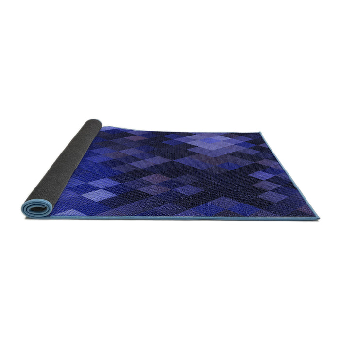 Thickness of Patterned Denim Dark Blue Rug, pat2274blu