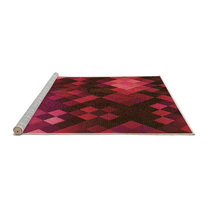 Sideview of Machine Washable Transitional Fire Brick Red Rug, wshpat2274org