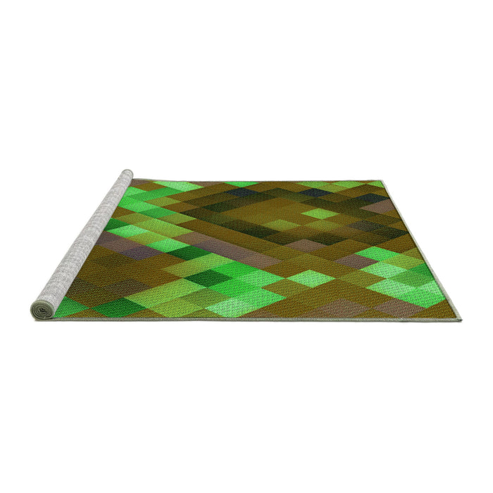 Sideview of Machine Washable Transitional Apple Green Rug, wshpat2275grn