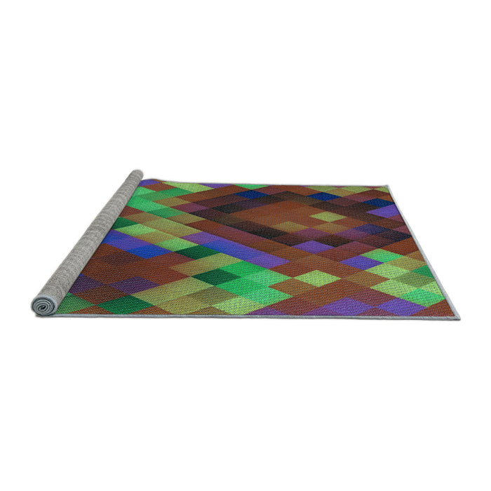 Sideview of Machine Washable Transitional Green Rug, wshpat2275lblu
