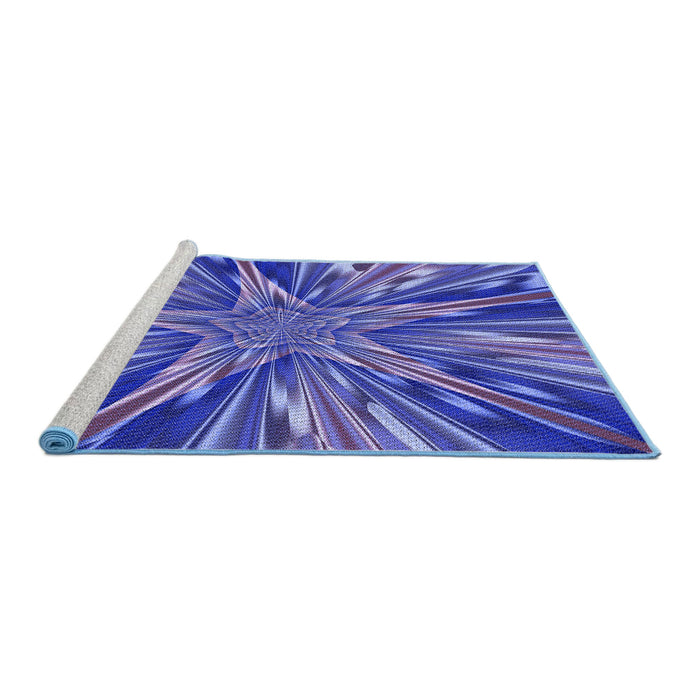 Sideview of Machine Washable Transitional Light Slate Blue Rug, wshpat2276blu