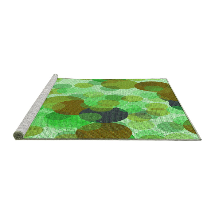 Sideview of Machine Washable Transitional Emerald Green Rug, wshpat2277grn
