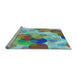 Sideview of Machine Washable Transitional Turquoise Green Rug, wshpat2277lblu